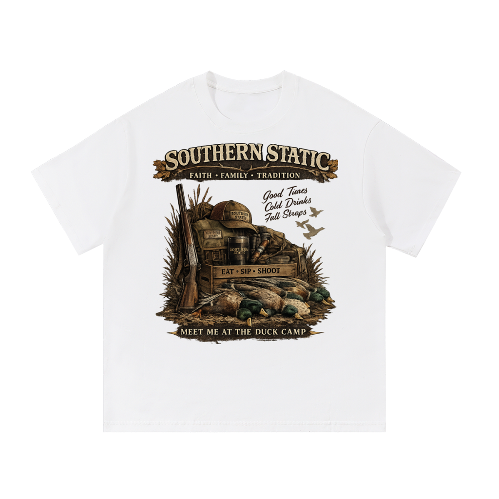 Southern Static – Meet Me at the Duck Camp | Vintage Duck Hunting Shirt Design