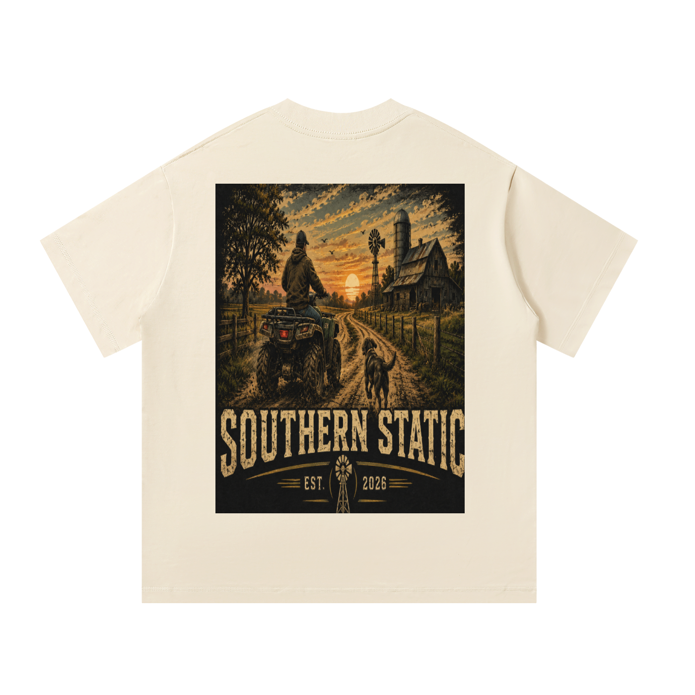 Southern Static – Country Roads & Sunset Rides | Vintage ATV Farm Life Graphic Tee